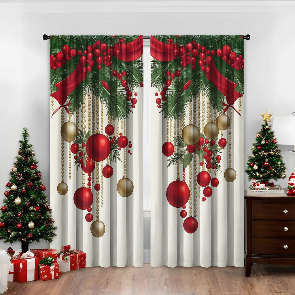 3D digital printed Christmas curtains in polyester with sunshade function and modern design