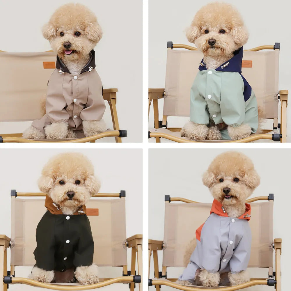 British style waterproof dustproof dog jacket in polyester available in multiple sizes and colours