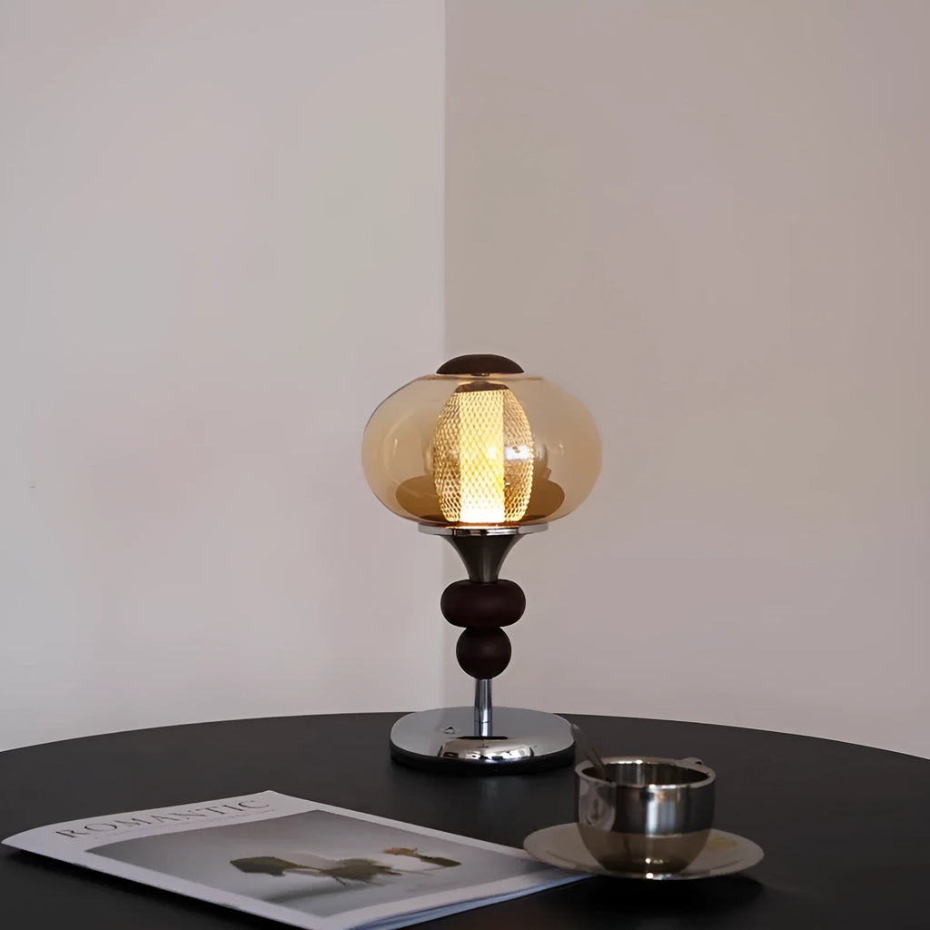 Zhonggu solid wood rechargeable palace table lamp with touch switch, 16x28cm, three colour dimmable light, retro style