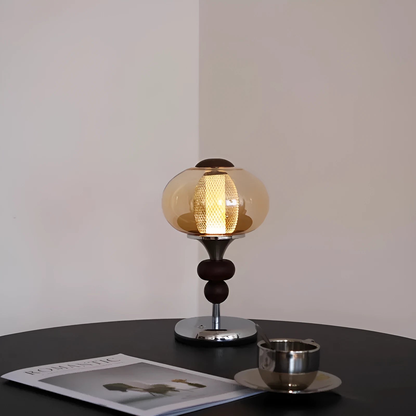 Zhonggu solid wood rechargeable palace table lamp with touch switch, 16x28cm, three colour dimmable light, retro style