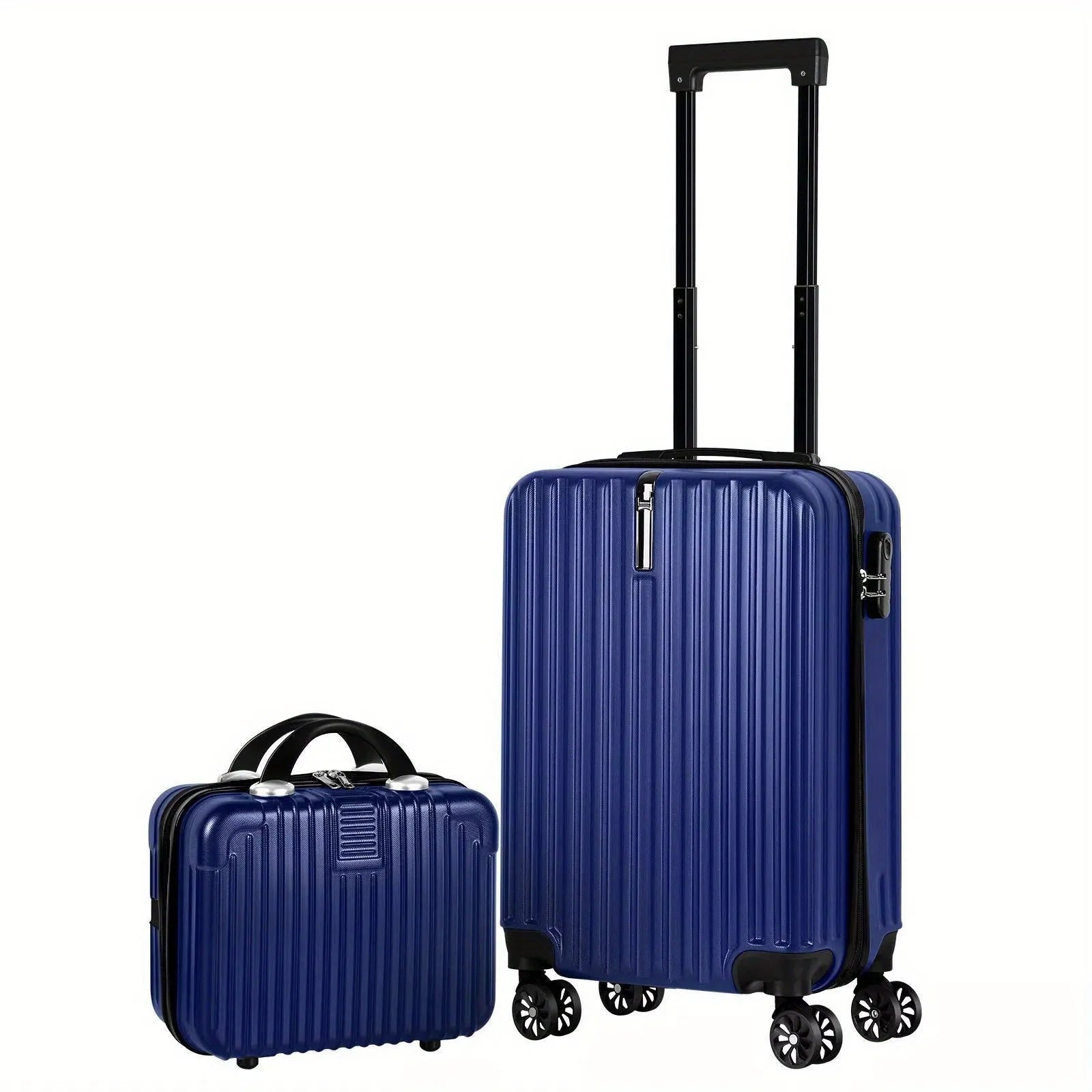 Aluminium alloy suitcase travel set showing 14in and 20in trunks with towel accessory