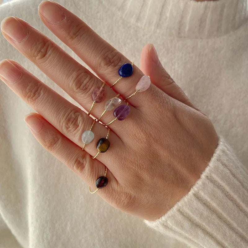 Women's geometric agate ring with angular design in various colour options