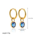 Women's copper oval zircon earrings in six colours including army green and emerald