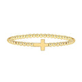 Adjustable stainless steel beaded bracelet with geometric round beads and sliding clasp
