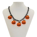 Halloween necklace with acrylic ghost pumpkin pendant on 67 cm chain in mixed colours