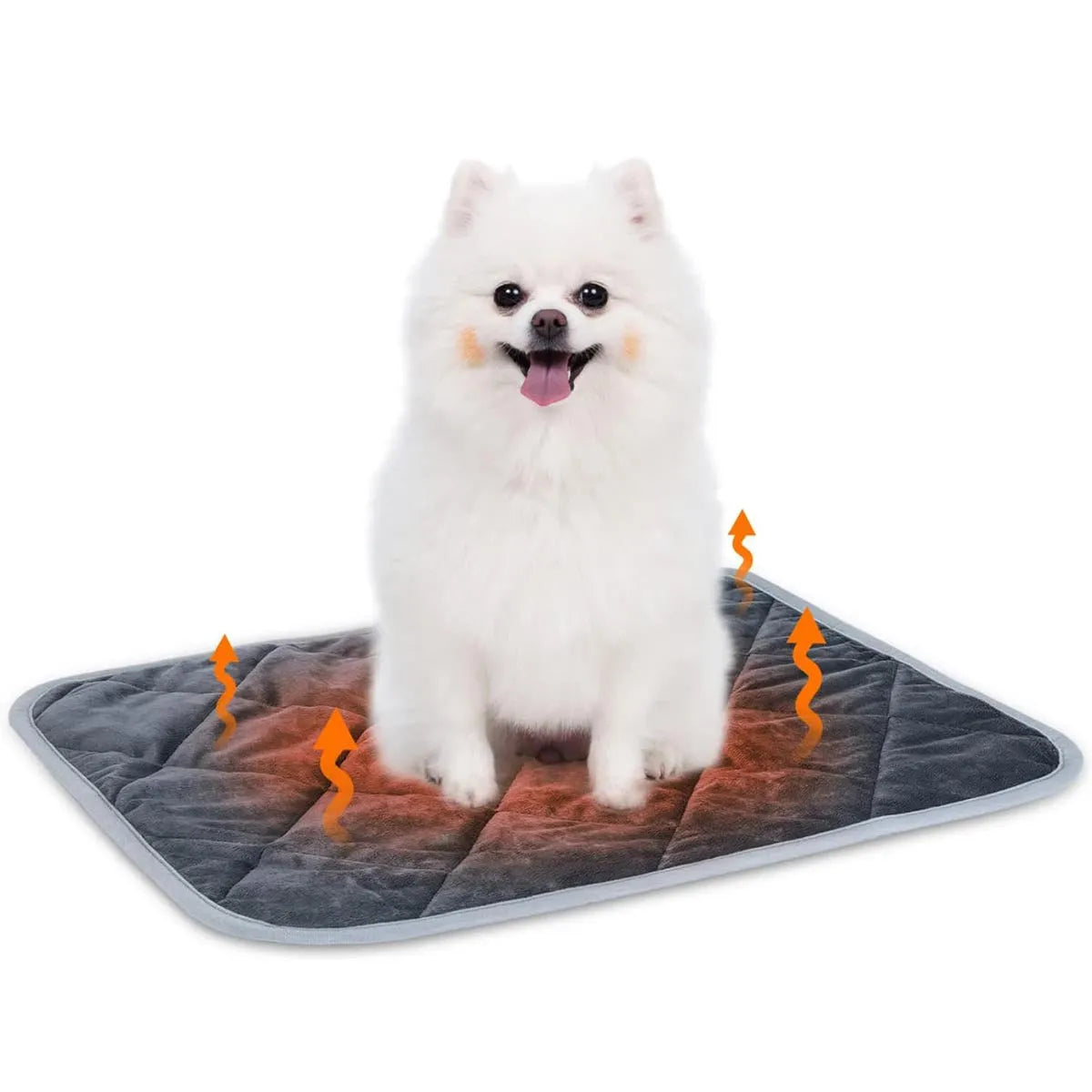 Multi-layer pet cushion in crystal soft grey cloth, 40x50cm size, on floor