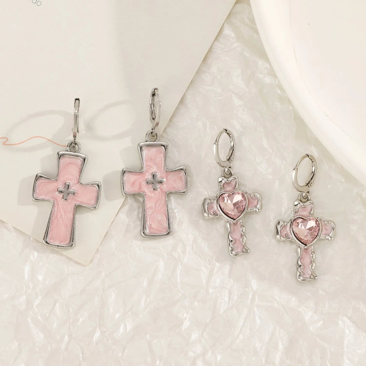 Women's alloy cross crystal earrings in five colour options with geometric and animal Zodiac designs