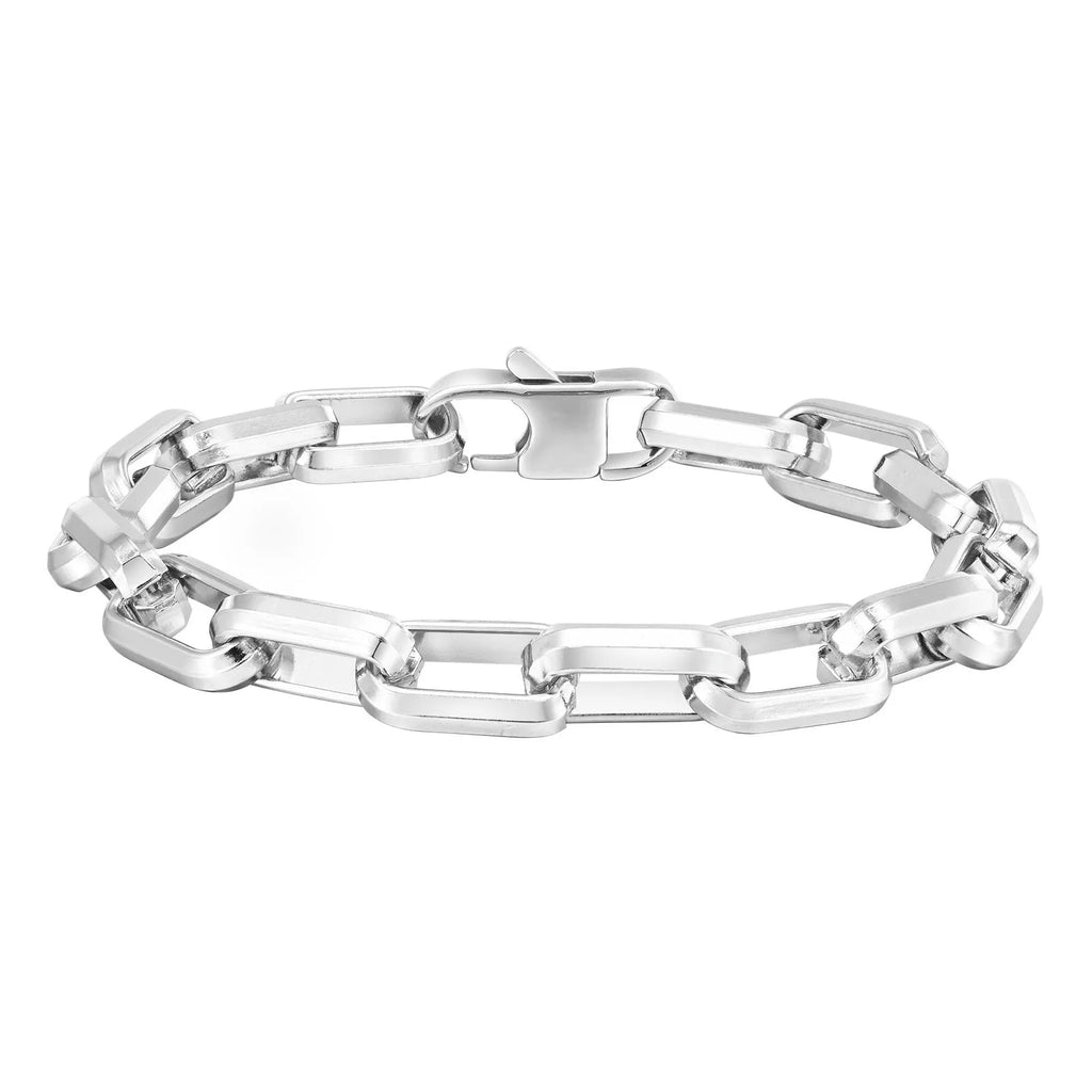 Men's titanium steel square chain bracelet in black, gold, retro, or steel colour.