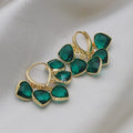 Green heart pendant ear clip earrings in Korean style for women