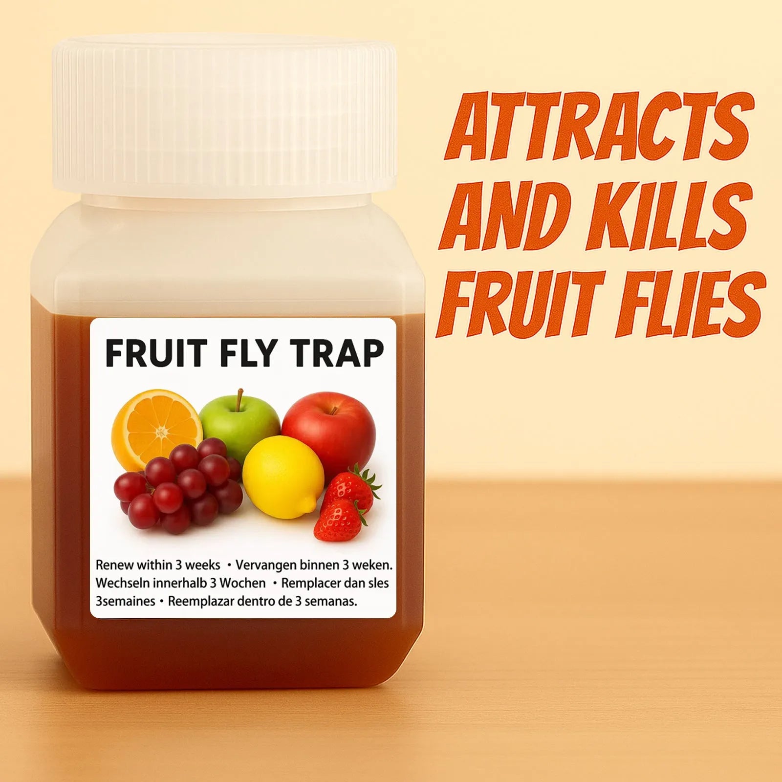Fruit fly bait liquid bottle for indoor insect traps with multiple specification options