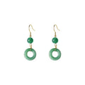 Geometric cheongsam peace buckle earrings in jade green zinc alloy