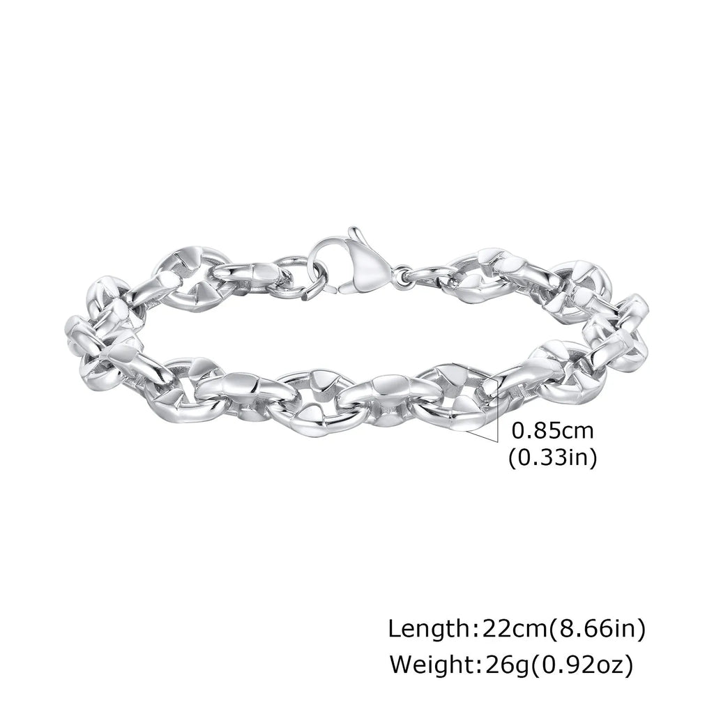 Stainless steel thick geometric chain bracelet for men's hip hop fashion
