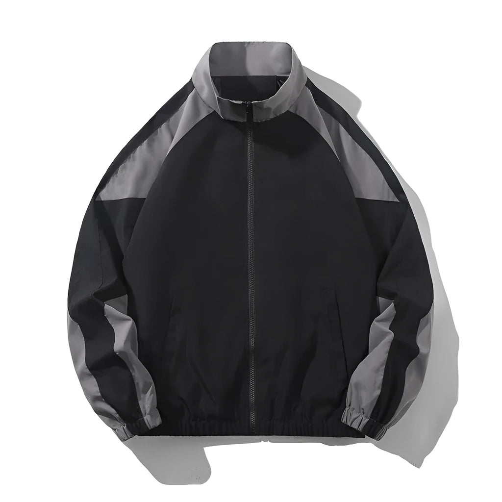 Men's casual jacket with contrast stitching and side pockets in polyester fabric