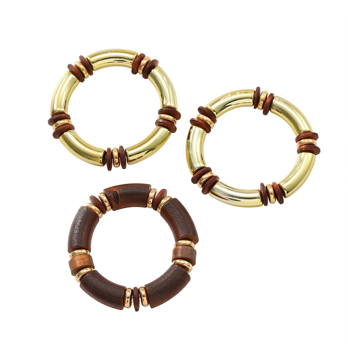 Women's multi-layer wooden necklace and bracelet set in exaggerated European style with alloy construction