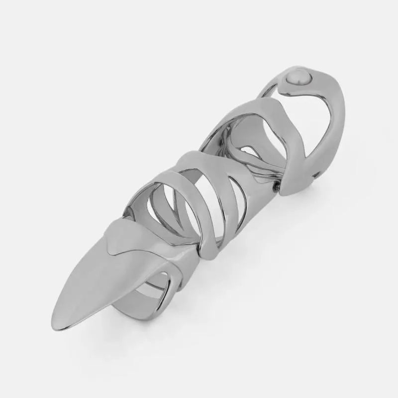 Silver alloy punk armour style finger stall fashion ring accessory