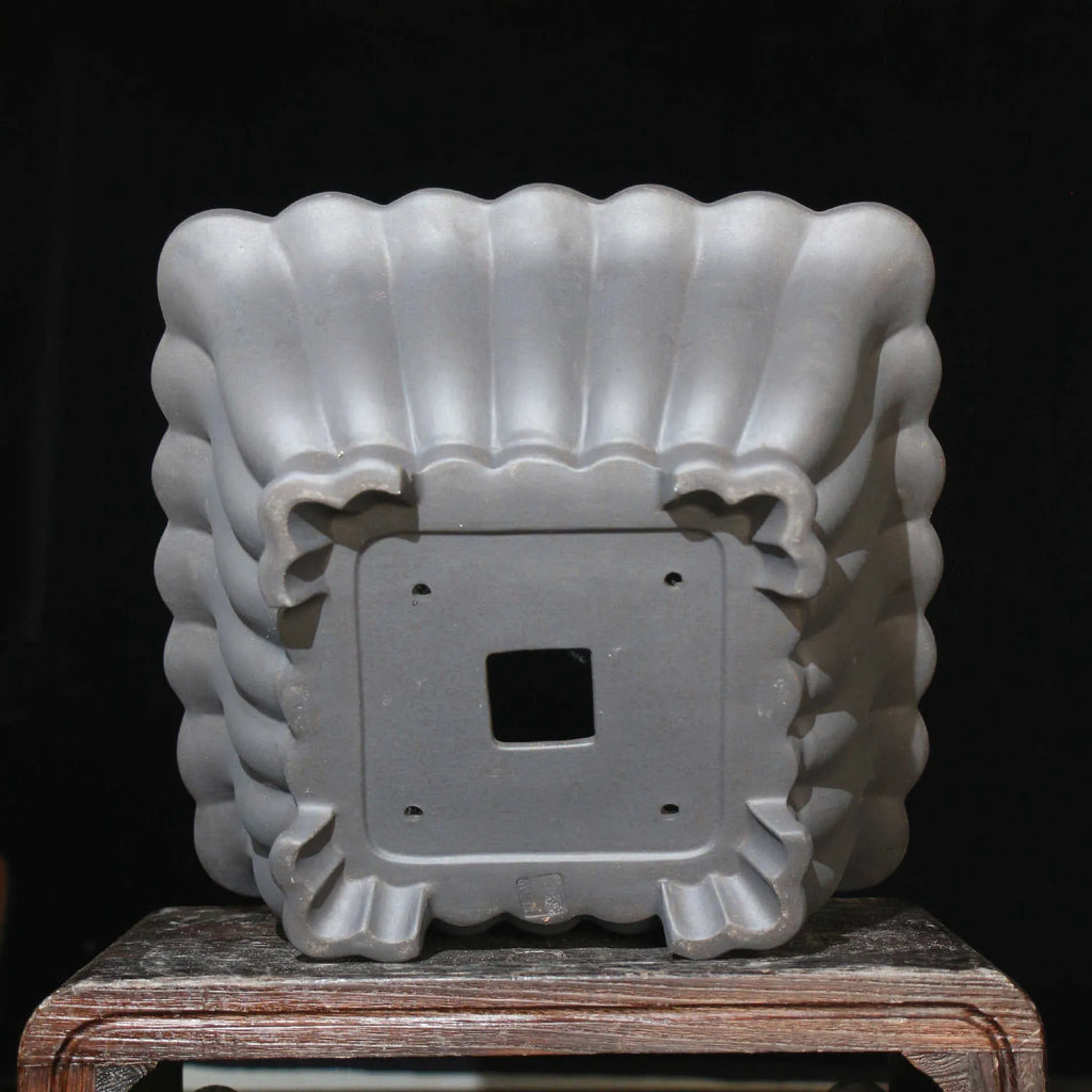 Square purple sand ceramic bonsai pot with 37cm inner diameter and classical warp device design