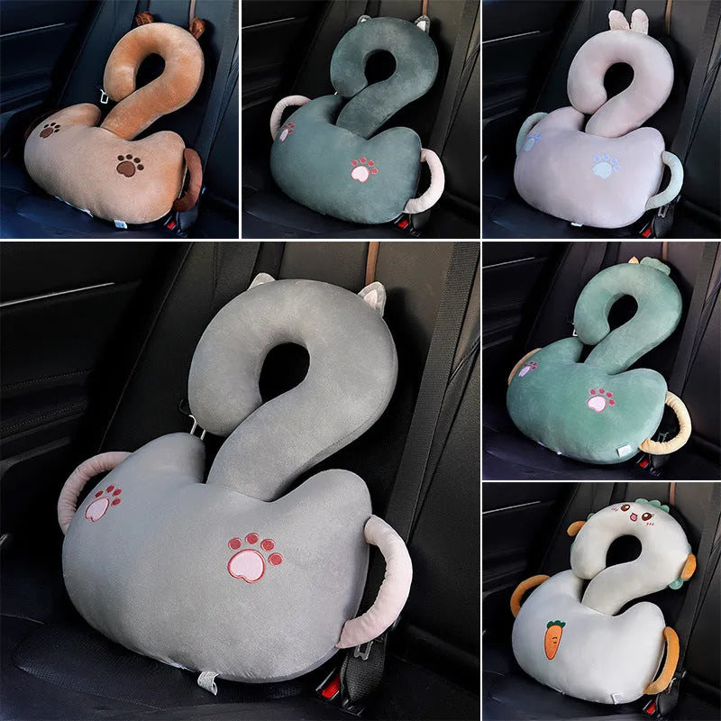 Square cartoon cushion with a question mark and animal design, 65x65cm in size.