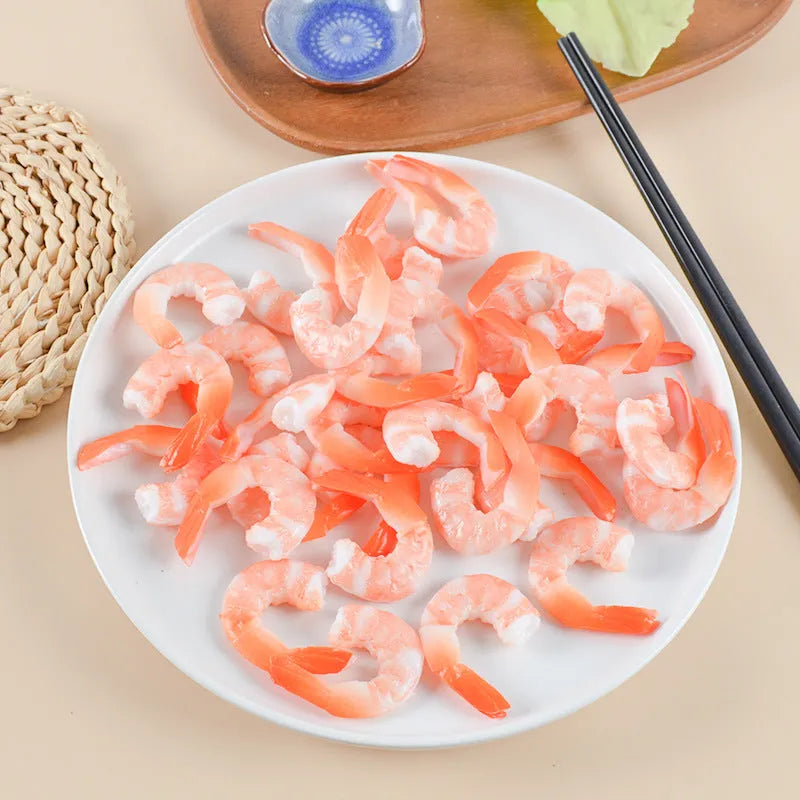 PVC simulation seafood shrimp keychain with 1.5cm thickness on white background