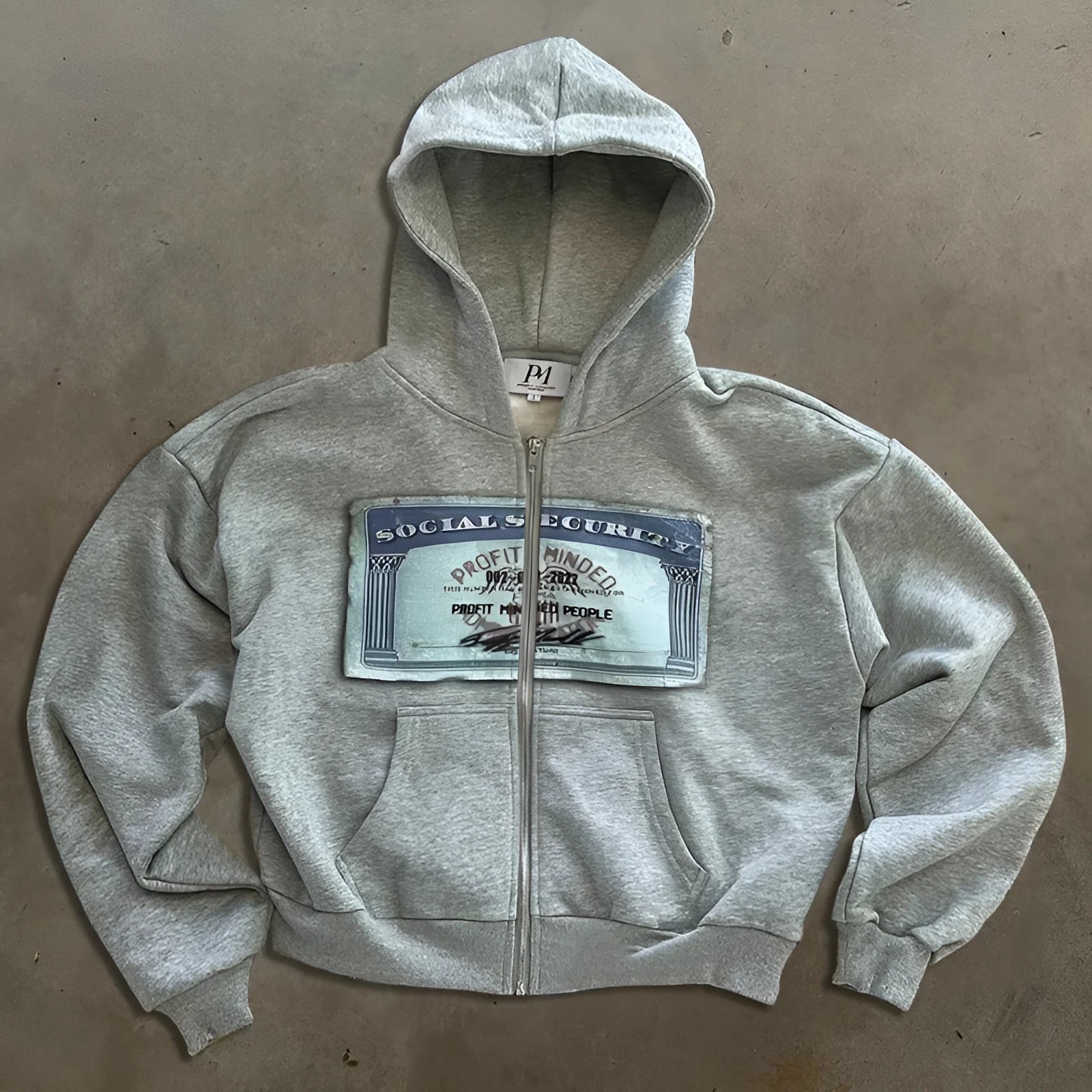 Men's and women's letter pattern hoodie zip jacket in loose European fit with zip pockets