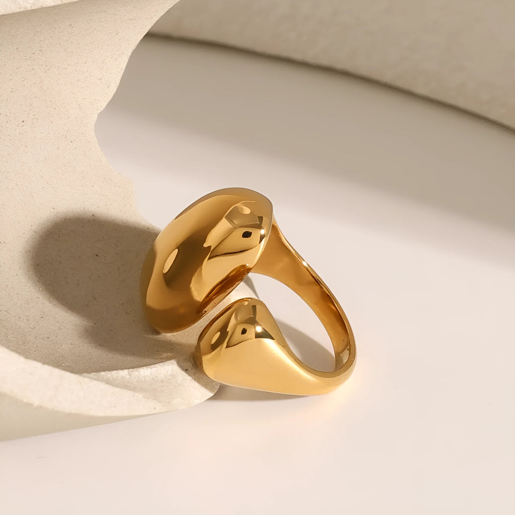 Women's stainless steel geometric open ring in electroplated colour JDR2405081