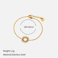Gold sunflower necklace and bracelet set for women with geometric design