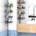 Hole-free retractable bathroom storage rack with four stainless steel layers