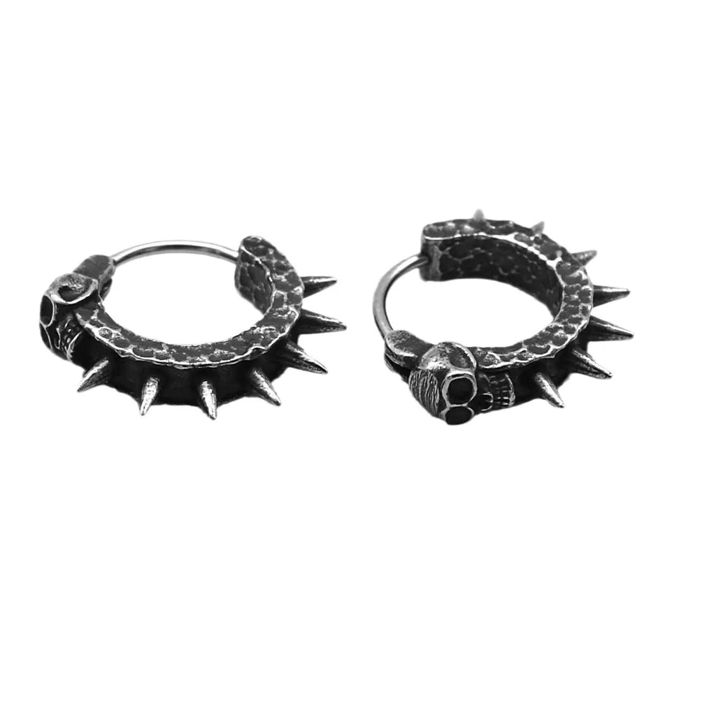 Alloy geometric motorcycle earrings with retro black copper plastic punk style
