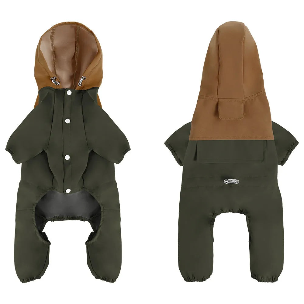 British style waterproof dustproof dog jacket in polyester available in multiple sizes and colours