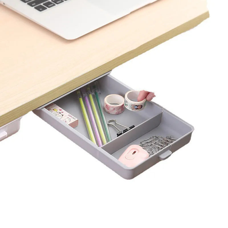 Plastic under desk storage box with grid lid in multiple colour options