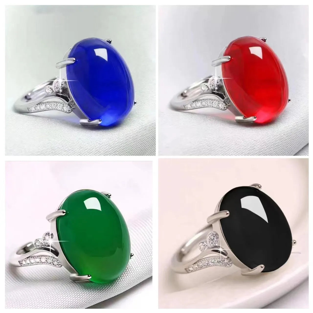 Adjustable alloy ring with geometric ethnic design and natural sapphire stone in five colours.