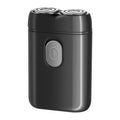 Rechargeable electric shaver with brushless motor, LED display, and floating cutter head in black finish