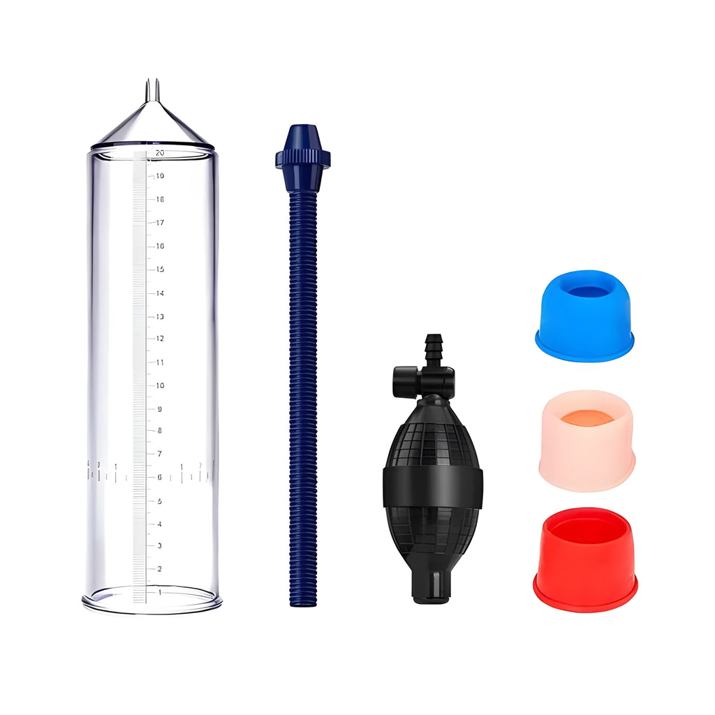 Male minimalist silicone cover for penis simulator exercise machine with plastic valve exerciser colour