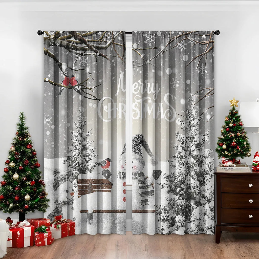 3D digital printed Christmas curtains in polyester with sunshade function and modern design