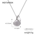 Gold titanium steel necklace with French vintage shell pendant and freshwater pearl beads on O-shaped chain