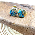 Natural stone bohemian style stud earrings with irregular handmade design in colour ER1031