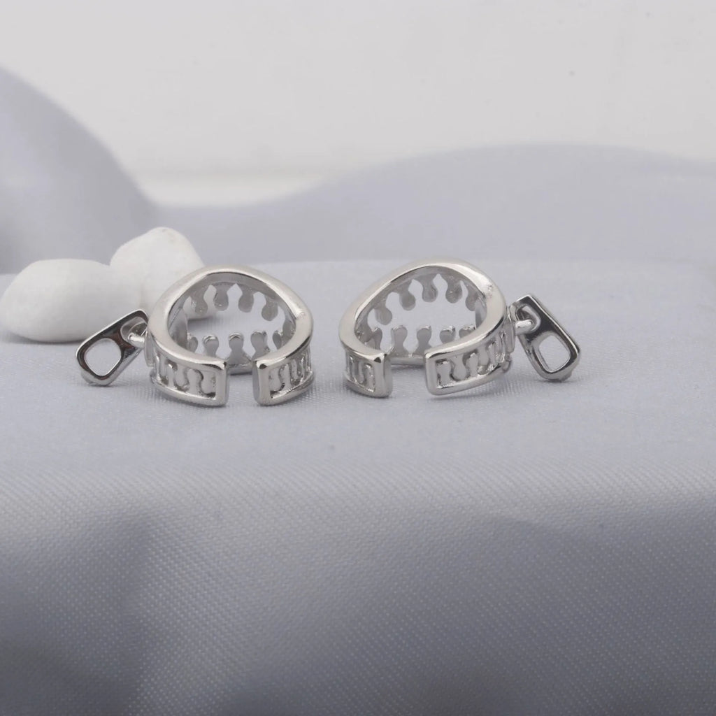 Copper geometry ear clip earrings with zipper design lines ES862 colour