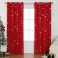 Snowflake pattern shade cloth curtain in green or red with lace loop or iron hoop styling