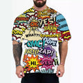 Men's loose fit short sleeve t-shirt with Coloured Letters design in chemical fibre blend, front view