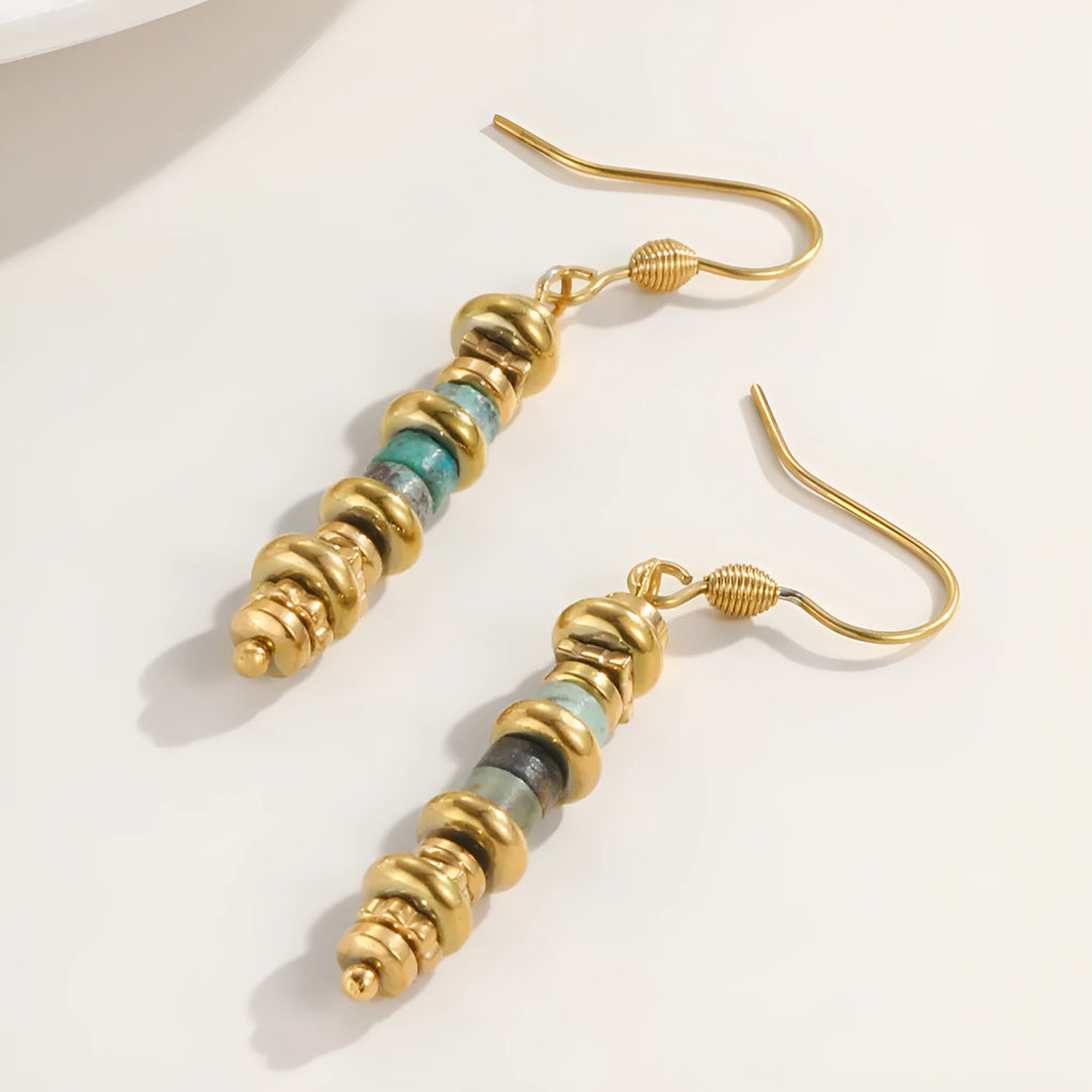 Titanium steel geometric dangle earrings in European and American retro style with 18K purity