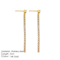 Geometric stainless steel zircon stud earrings with linear detailing in gold and steel tone options