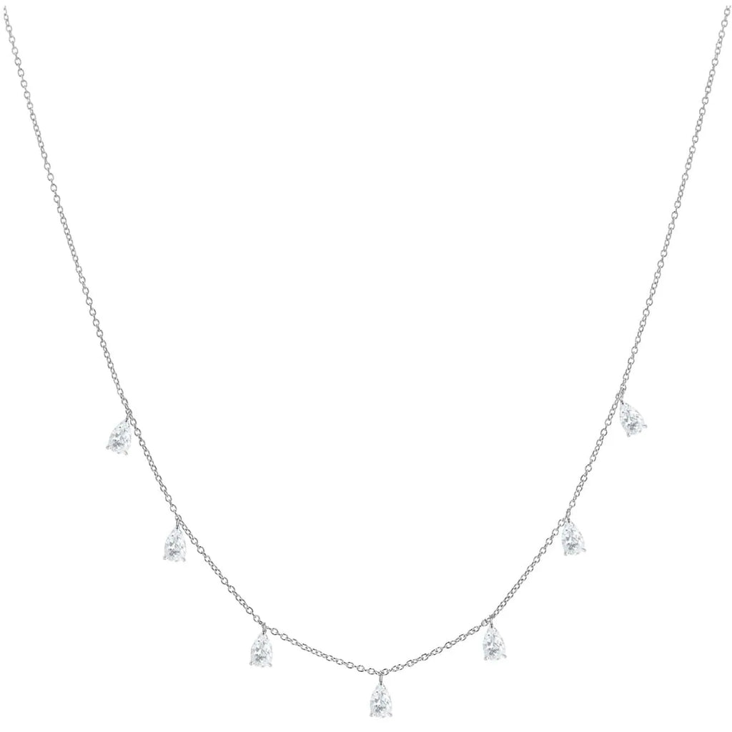 Gentle drop-shaped artificial zircon necklace on O-shaped chain with triangular design elements