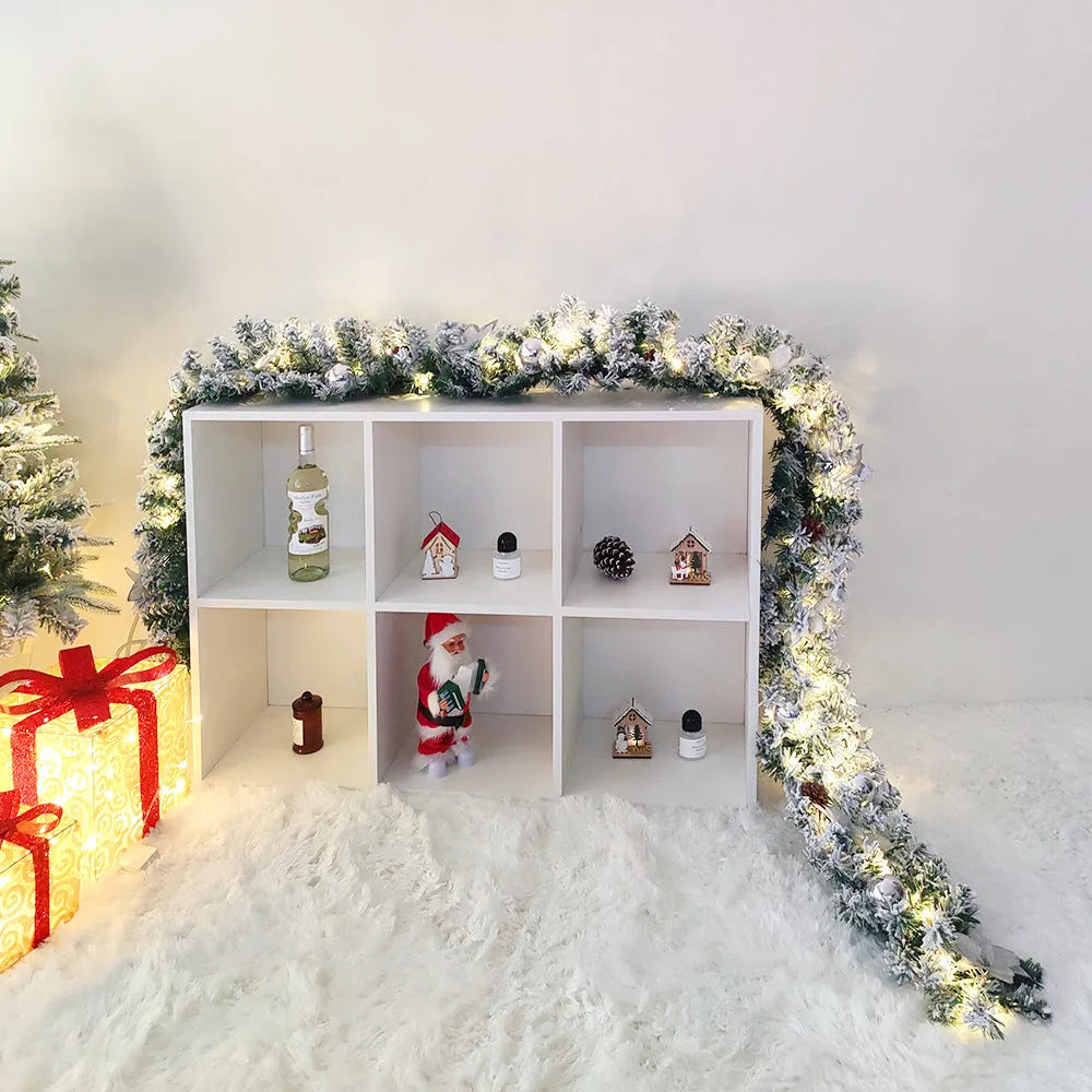 240cm flocked PVC Christmas rattan garland in green with snowy texture