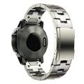 Garmin Jiaming Fenix watch replacement strap in silver, black, titanium colours showing 22mm and 26mm width options