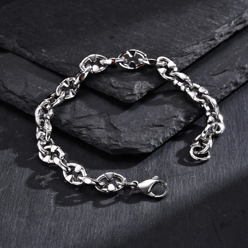 Stainless steel thick geometric chain bracelet for men's hip hop fashion