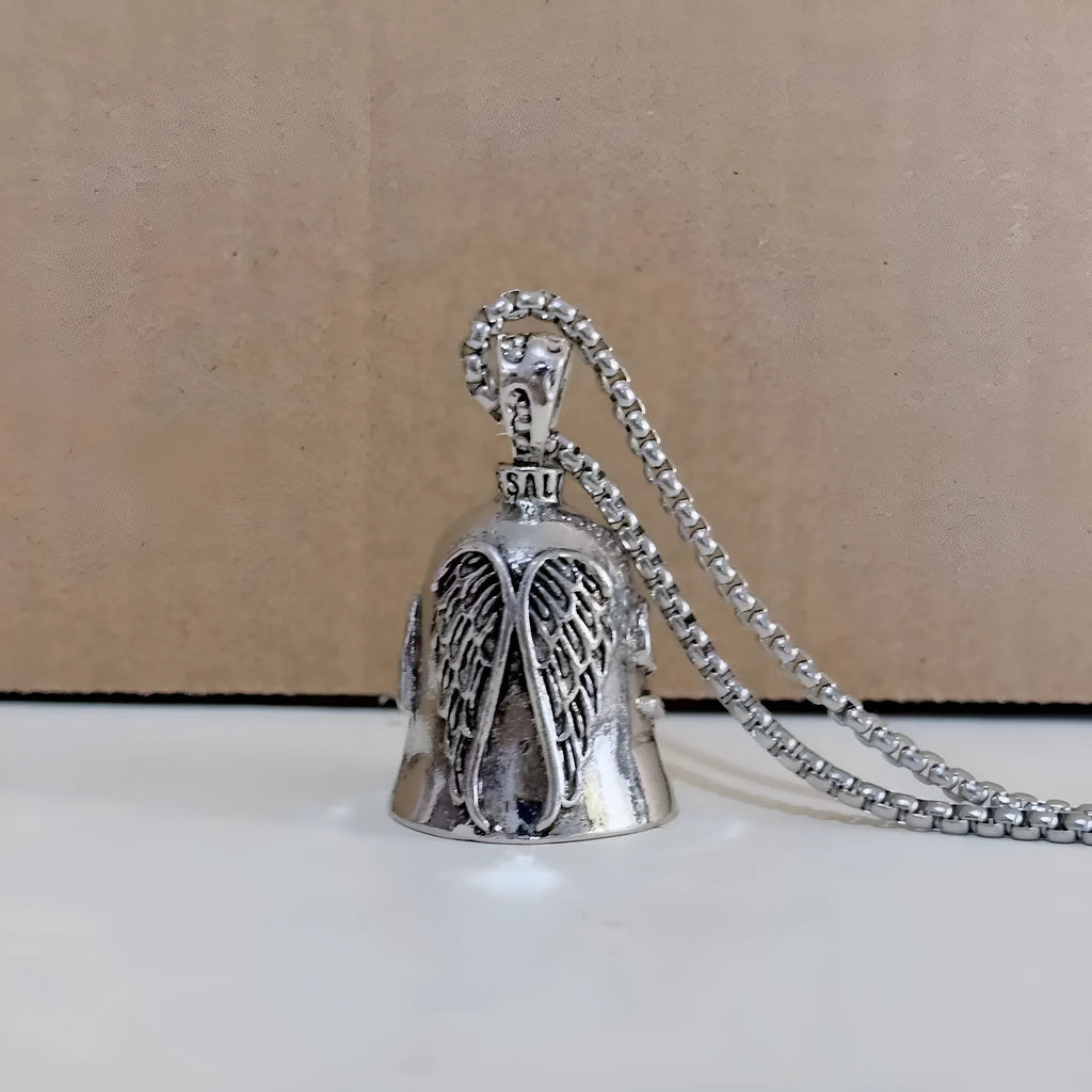 Antique gold angel feather keychain and necklace set with vintage wing pendant design