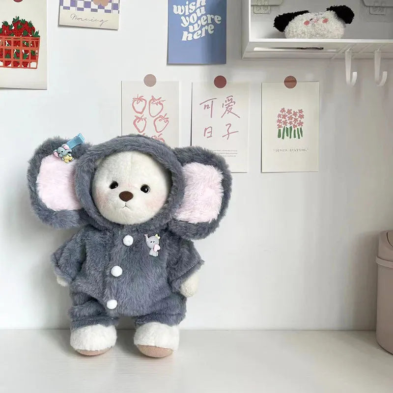 Grey plush elephant jumpsuit suit for 30cm tall bear doll clothing