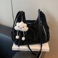 Women's soft PU fashion backpack in black colour with wear-resistant construction