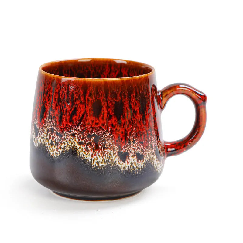 Creative large-capacity coffee mug with retro style, 301-400ml capacity, 8.5cm height, 8cm calibre, four style options