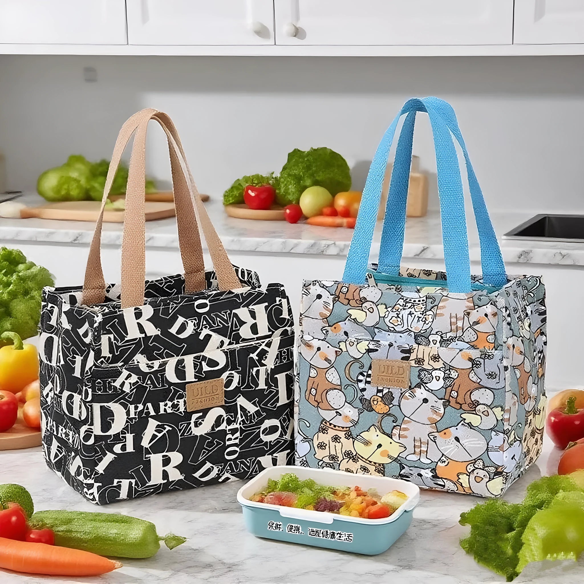 Women's printed canvas handbag with aluminium hardware in a selection of floral and animal designs.