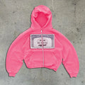 Men's and women's letter pattern hoodie zip jacket in loose European fit with zip pockets